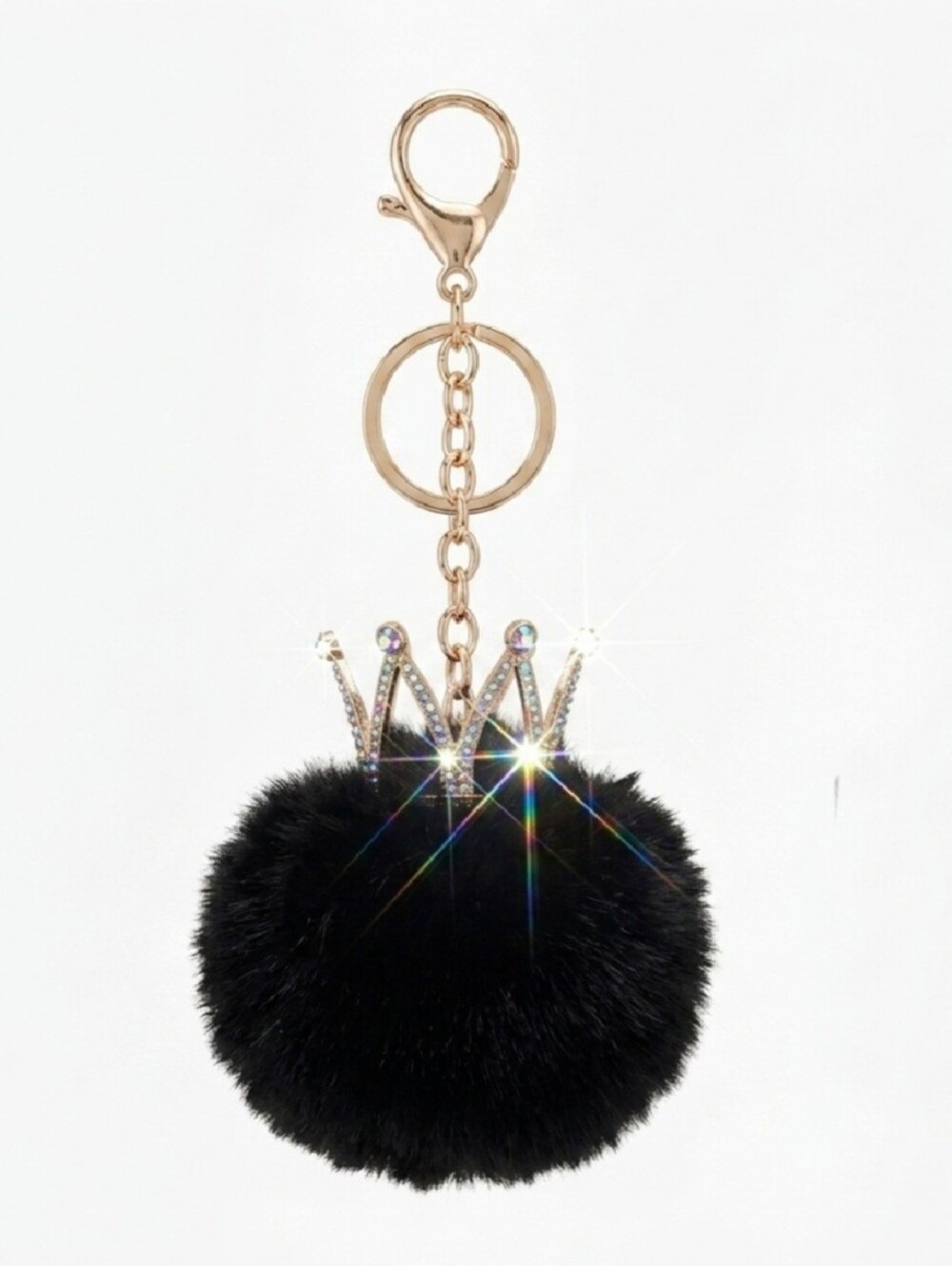 Plush Pom Pom Crown Key Chain/Bag Charm - Picture 1 of 6